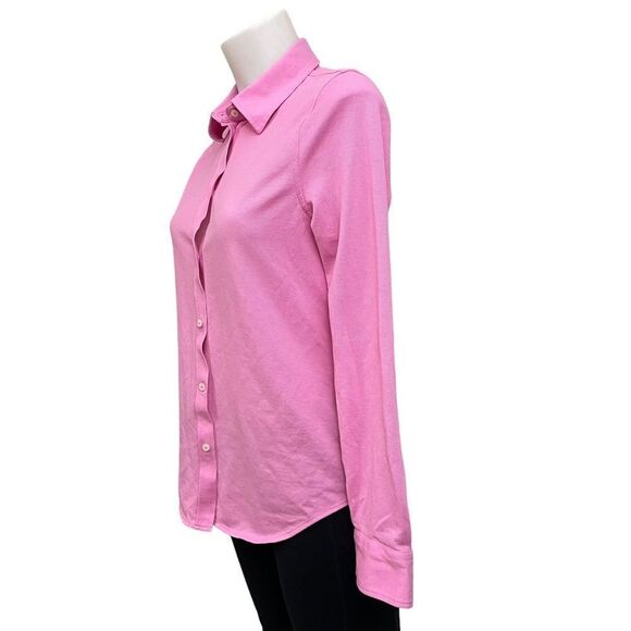 Lauren Ralph Lauren pink textured button front collared long sleeve shirt Medium - Picture 4 of 10